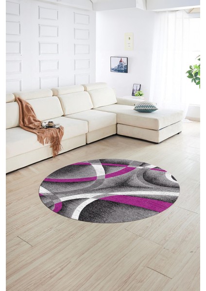 Dijital Kaymaz Taban Yıkanabilir Modern Desen Yuvarlak Mutfak Salon Halısı, N-Y-Modern-97-Mor, fiyatları