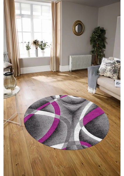 Dijital Kaymaz Taban Yıkanabilir Modern Desen Yuvarlak Mutfak Salon Halısı, N-Y-Modern-97-Mor, modelleri