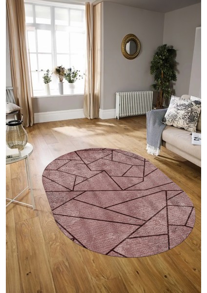 Dijital Kaymaz Yıkanabilir Modern Desen Oval Yolluk Mutfak Salon Halısı, N-O-MODERN-117-BORDO, modelleri