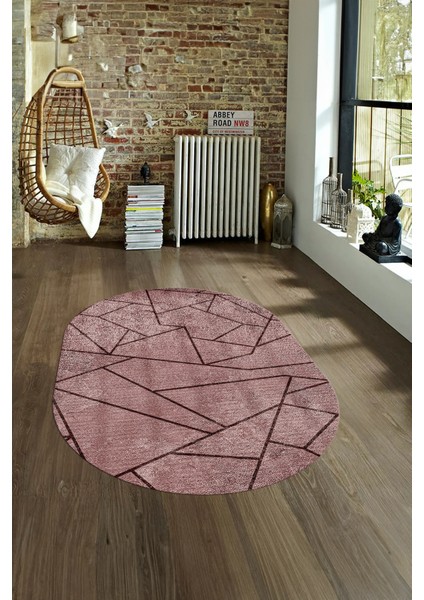 Dijital Kaymaz Yıkanabilir Modern Desen Oval Yolluk Mutfak Salon Halısı, N-O-MODERN-117-BORDO, fırsatları