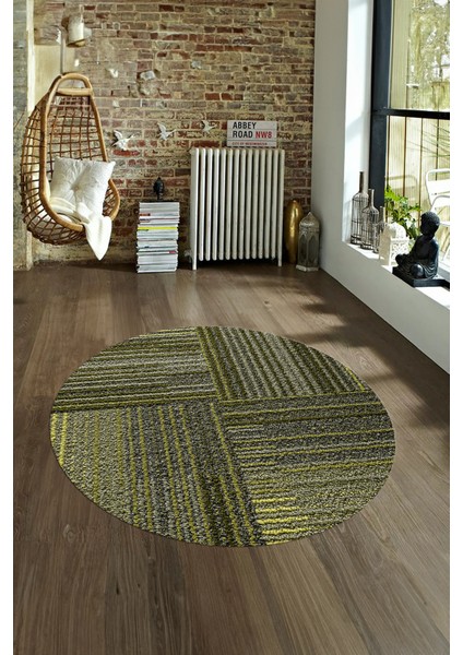 Dijital Kaymaz Taban Yıkanabilir Modern Desen Yuvarlak Mutfak Salon Halısı, N-Y-Modern-34-Yeşil, fırsatları
