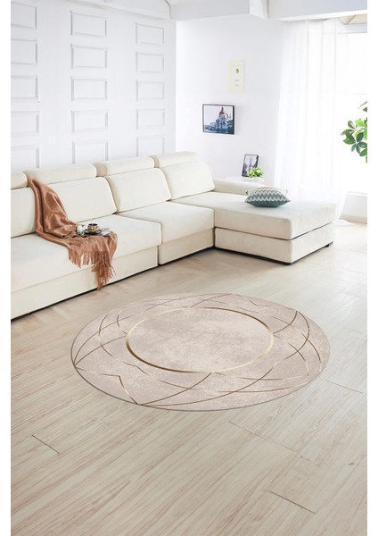 Dijital Kaymaz Taban Yıkanabilir Modern Desen Yuvarlak Mutfak Salon Halısı, N-Y-Modern-62-Bej, fiyatları