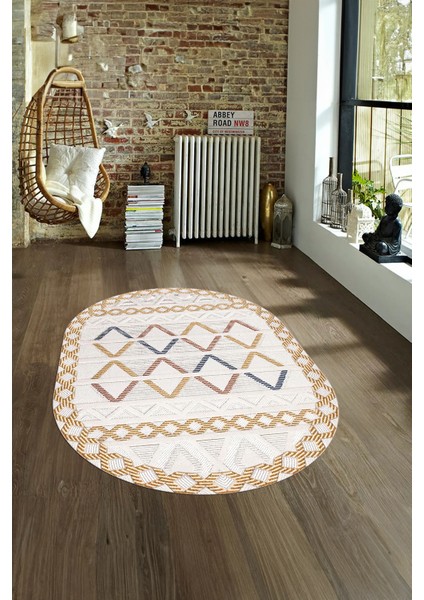 Dijital Kaymaz Yıkanabilir Modern Desen Oval Yolluk Mutfak Salon Halısı, N-O-Modern-81-Renkli, fırsatları