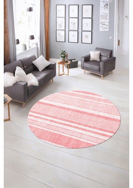 Dijital Kaymaz Taban Yıkanabilir Modern Desen Yuvarlak Mutfak Salon Halısı, N-Y-Modern-36-Pembe, indirimleri