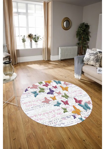 Dijital Kaymaz Taban Yıkanabilir Modern Desen Yuvarlak Mutfak Salon Halısı, N-Y-Modern-42-Renkli, modelleri