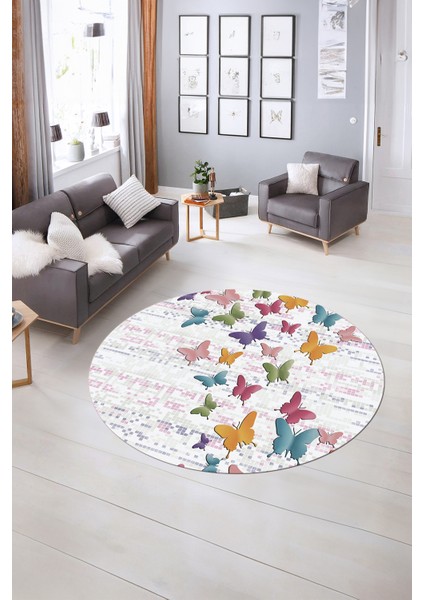 Dijital Kaymaz Taban Yıkanabilir Modern Desen Yuvarlak Mutfak Salon Halısı, N-Y-Modern-42-Renkli, indirimleri