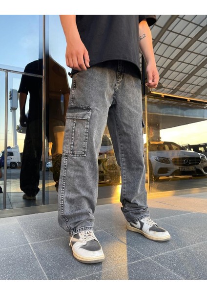 Premium Baggy Kargo Pantolon Antrasit