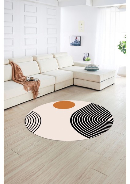 Dijital Kaymaz Taban Yıkanabilir Modern Desen Yuvarlak Mutfak Salon Halısı, N-Y-Modern-52-Turuncu, fiyatları