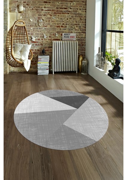Dijital Kaymaz Taban Yıkanabilir Modern Desen Yuvarlak Mutfak Salon Halısı, N-Y-Modern-38-Gri, fırsatları