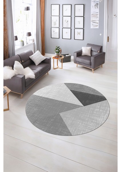 Dijital Kaymaz Taban Yıkanabilir Modern Desen Yuvarlak Mutfak Salon Halısı, N-Y-Modern-38-Gri, indirimleri