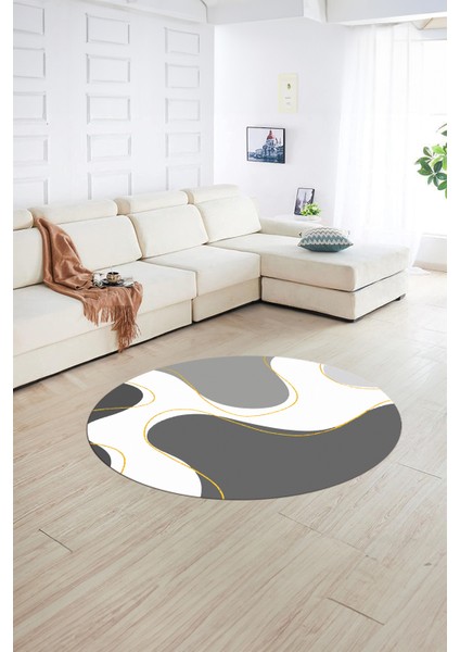 Dijital Kaymaz Taban Yıkanabilir Modern Desen Yuvarlak Mutfak Salon Halısı, N-Y-MODERN-120-GRİ, fiyatları
