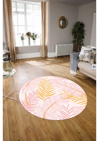 Dijital Kaymaz Taban Yıkanabilir Modern Desen Yuvarlak Mutfak Salon Halısı, N-Y-Modern-98-Pembe, modelleri