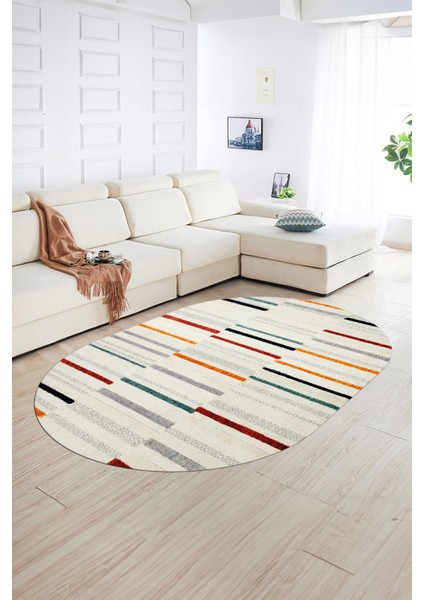 Dijital Kaymaz Yıkanabilir Modern Desen Oval Yolluk Mutfak Salon Halısı, N-O-Modern-74-Renkli, fiyatları