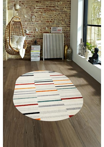 Dijital Kaymaz Yıkanabilir Modern Desen Oval Yolluk Mutfak Salon Halısı, N-O-Modern-74-Renkli, fırsatları