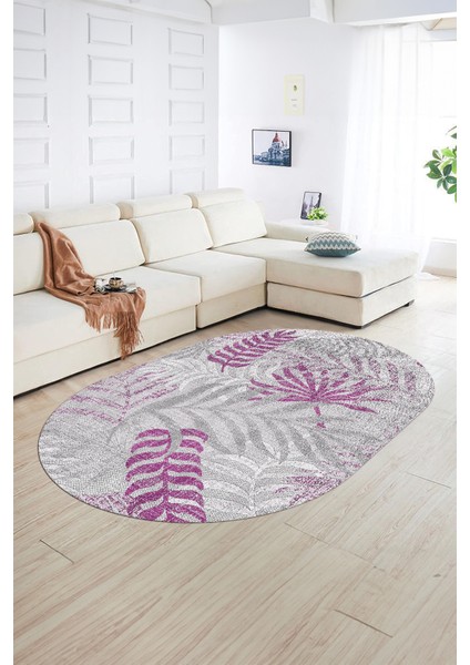 Dijital Kaymaz Yıkanabilir Modern Desen Oval Yolluk Mutfak Salon Halısı, N-O-Modern-95-Mor, fiyatları