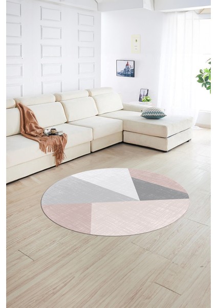 Dijital Kaymaz Taban Yıkanabilir Modern Desen Yuvarlak Mutfak Salon Halısı, N-Y-Modern-38-Pembe, fiyatları