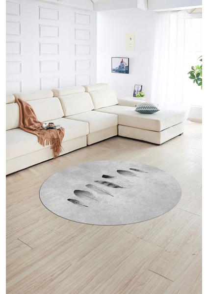 Dijital Kaymaz Taban Yıkanabilir Modern Desen Yuvarlak Mutfak Salon Halısı, N-Y-MODERN-115-GRİ, fiyatları