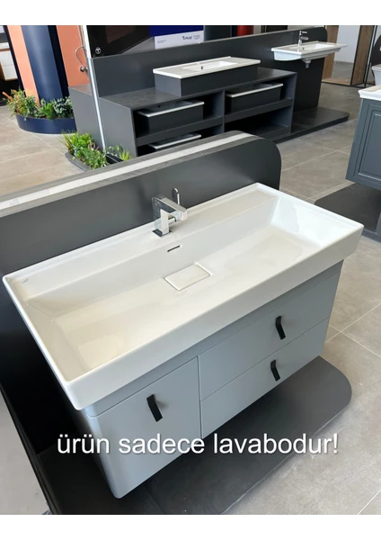 Turkuaz Seramik Cerastyle 100 cm Lavabo Dolap Uyumlu Etajerli Lavabo