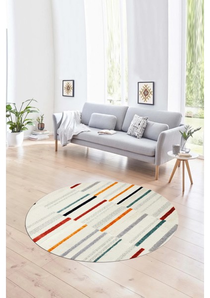 Dijital Kaymaz Taban Yıkanabilir Modern Desen Yuvarlak Mutfak Salon Halısı, N-Y-Modern-74-Renkli,