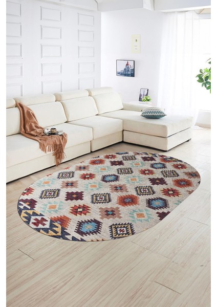 Dijital Kaymaz Yıkanabilir Modern Desen Oval Yolluk Mutfak Salon Halısı, N-O-Modern-99-Renkli, fiyatları