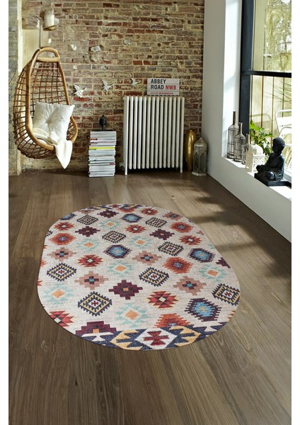 Dijital Kaymaz Yıkanabilir Modern Desen Oval Yolluk Mutfak Salon Halısı, N-O-Modern-99-Renkli, fırsatları