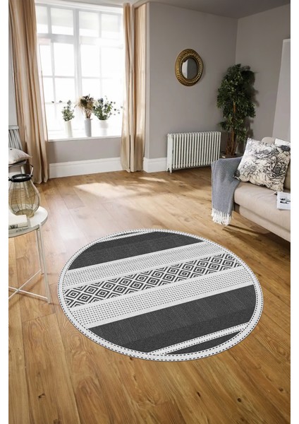 Dijital Kaymaz Taban Yıkanabilir Modern Desen Yuvarlak Mutfak Salon Halısı, N-Y-Modern-18-Gri, modelleri