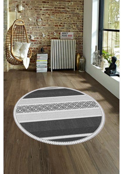 Dijital Kaymaz Taban Yıkanabilir Modern Desen Yuvarlak Mutfak Salon Halısı, N-Y-Modern-18-Gri, fırsatları