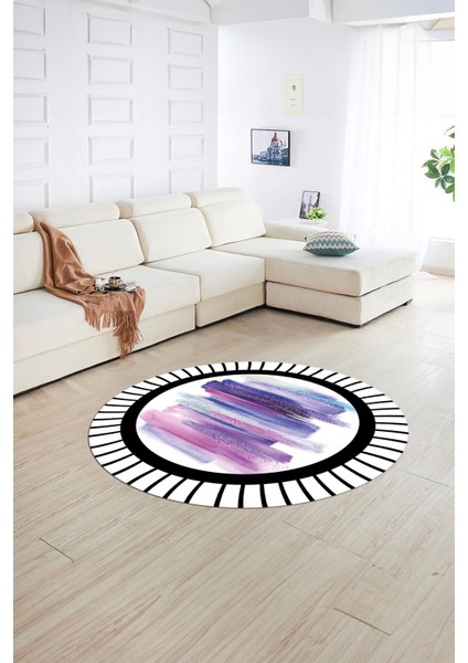 Dijital Kaymaz Taban Yıkanabilir Modern Desen Yuvarlak Mutfak Salon Halısı, N-Y-Modern-22-Mor, fiyatları