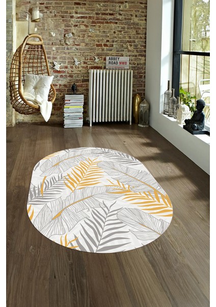 Dijital Kaymaz Yıkanabilir Modern Desen Oval Yolluk Mutfak Salon Halısı, N-O-Modern-98-Gri, fırsatları