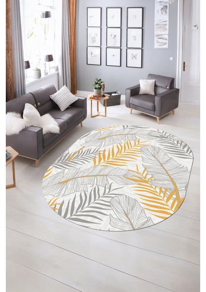 Dijital Kaymaz Yıkanabilir Modern Desen Oval Yolluk Mutfak Salon Halısı, N-O-Modern-98-Gri, indirimleri
