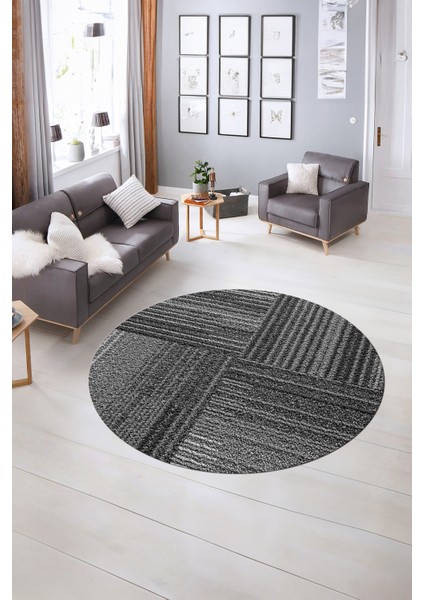 Dijital Kaymaz Taban Yıkanabilir Modern Desen Yuvarlak Mutfak Salon Halısı, N-Y-Modern-34-Gri, indirimleri