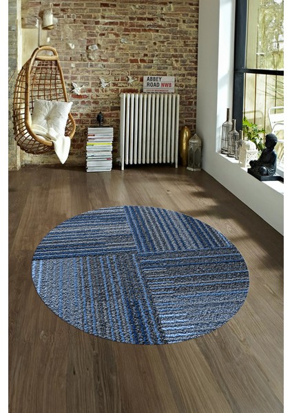 Dijital Kaymaz Taban Yıkanabilir Modern Desen Yuvarlak Mutfak Salon Halısı, N-Y-Modern-34-Mavi, fırsatları