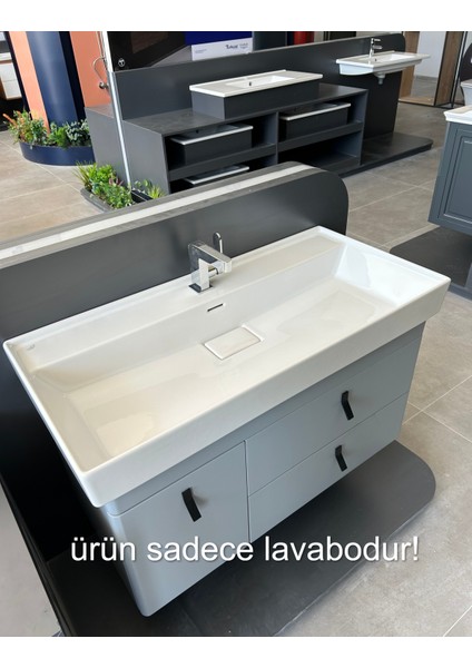 Turkuaz Seramik Cerastyle SHARP80 x 48 cm Lavabo Dolap Uyumlu Etajerli Lavabo