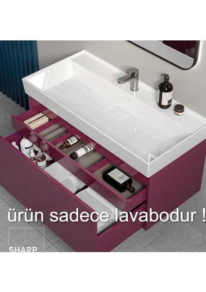 Turkuaz Seramik Cerastyle SHARP80 x 48 cm Lavabo Dolap Uyumlu Etajerli Lavabo