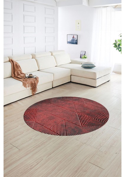 Dijital Kaymaz Taban Yıkanabilir Modern Desen Yuvarlak Mutfak Salon Halısı, N-Y-MODERN-111-BORDO, fiyatları