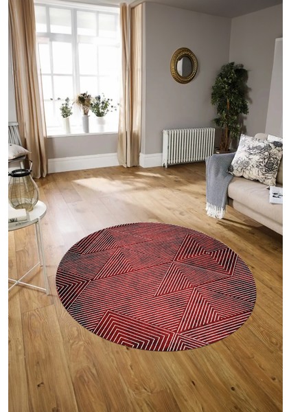 Dijital Kaymaz Taban Yıkanabilir Modern Desen Yuvarlak Mutfak Salon Halısı, N-Y-MODERN-111-BORDO, modelleri