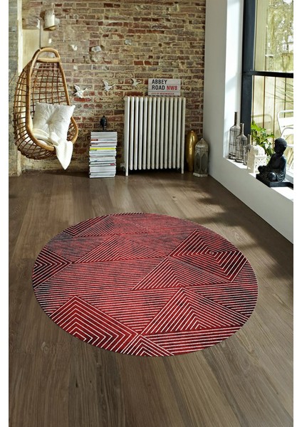 Dijital Kaymaz Taban Yıkanabilir Modern Desen Yuvarlak Mutfak Salon Halısı, N-Y-MODERN-111-BORDO, fırsatları