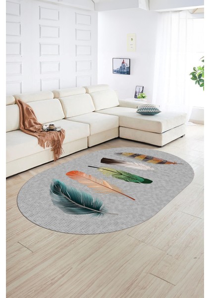 Dijital Kaymaz Yıkanabilir Modern Desen Oval Yolluk Mutfak Salon Halısı, N-O-MODERN-114-GRİ, fiyatları