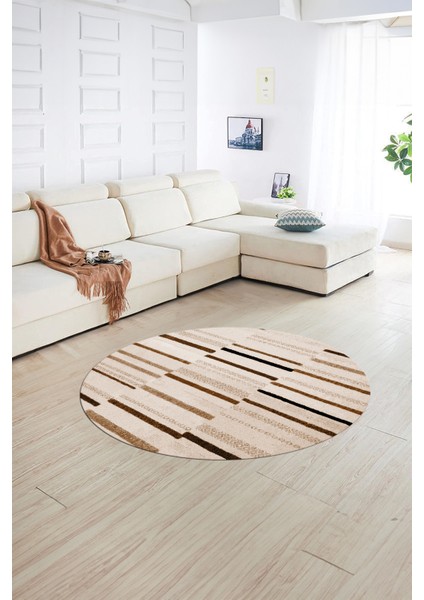 Dijital Kaymaz Taban Yıkanabilir Modern Desen Yuvarlak Mutfak Salon Halısı, N-Y-Modern-74-Kahve, fiyatları