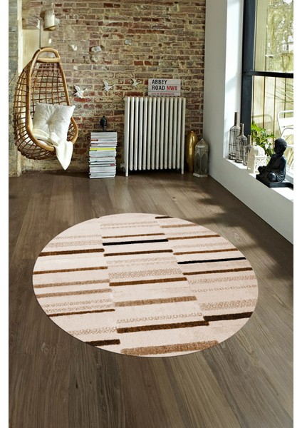 Dijital Kaymaz Taban Yıkanabilir Modern Desen Yuvarlak Mutfak Salon Halısı, N-Y-Modern-74-Kahve, fırsatları