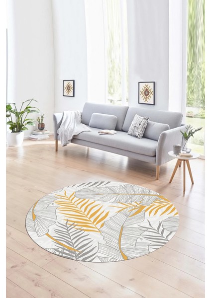 Dijital Kaymaz Taban Yıkanabilir Modern Desen Yuvarlak Mutfak Salon Halısı, N-Y-Modern-98-Gri,