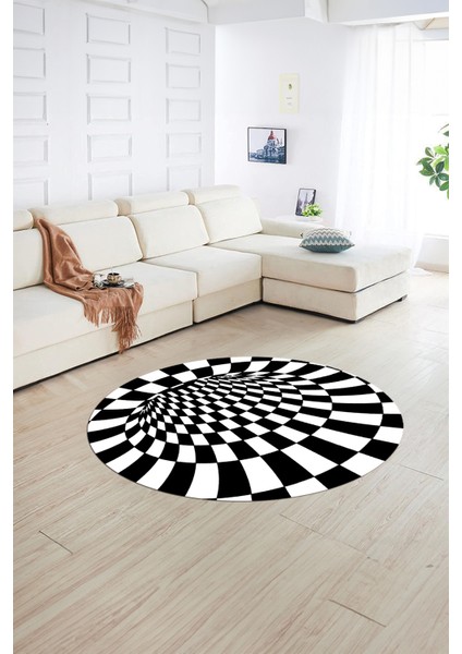 Dijital Kaymaz Taban Yıkanabilir Modern Desen Yuvarlak Mutfak Salon Halısı, N-Y-Modern-78-Siyah, fiyatları