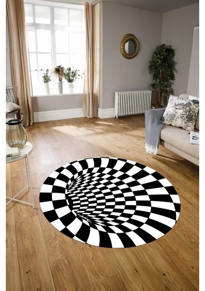 Dijital Kaymaz Taban Yıkanabilir Modern Desen Yuvarlak Mutfak Salon Halısı, N-Y-Modern-78-Siyah, modelleri