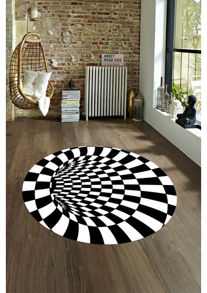 Dijital Kaymaz Taban Yıkanabilir Modern Desen Yuvarlak Mutfak Salon Halısı, N-Y-Modern-78-Siyah, fırsatları