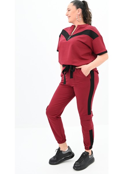 Kadın Büyük Beden Yarım Fermuarlı Eşofman Takımı 8109-24 fiyatları