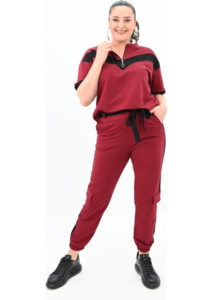 Kadın Büyük Beden Yarım Fermuarlı Eşofman Takımı 8109-24 modelleri