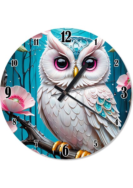 Beyaz Baykuş Dekoratif Duvar Saati