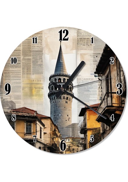 Gazete Fonunda Galata Kulesi Akarlı Duvar Saati