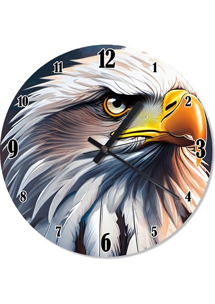 Beyaz Kartal Kafası Baskılı Duvar Saati