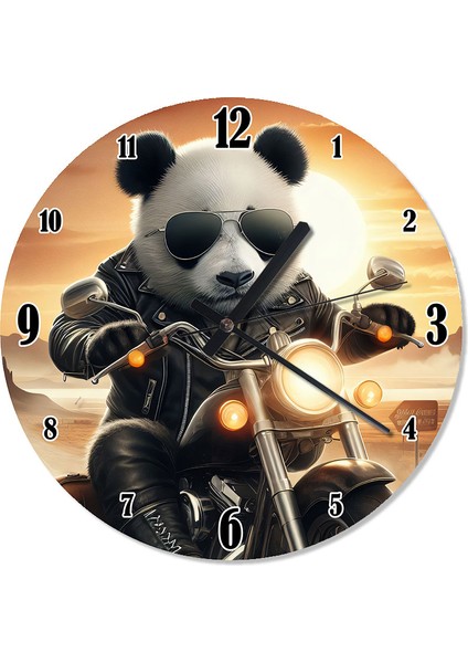 Motor Süren Karizmatik Panda Dekoratif Duvar Saati